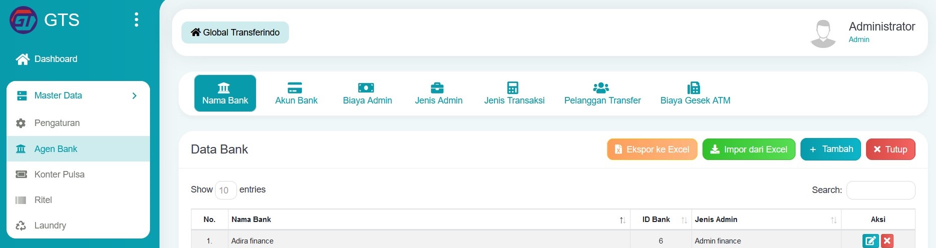 Master Data Agen Bank