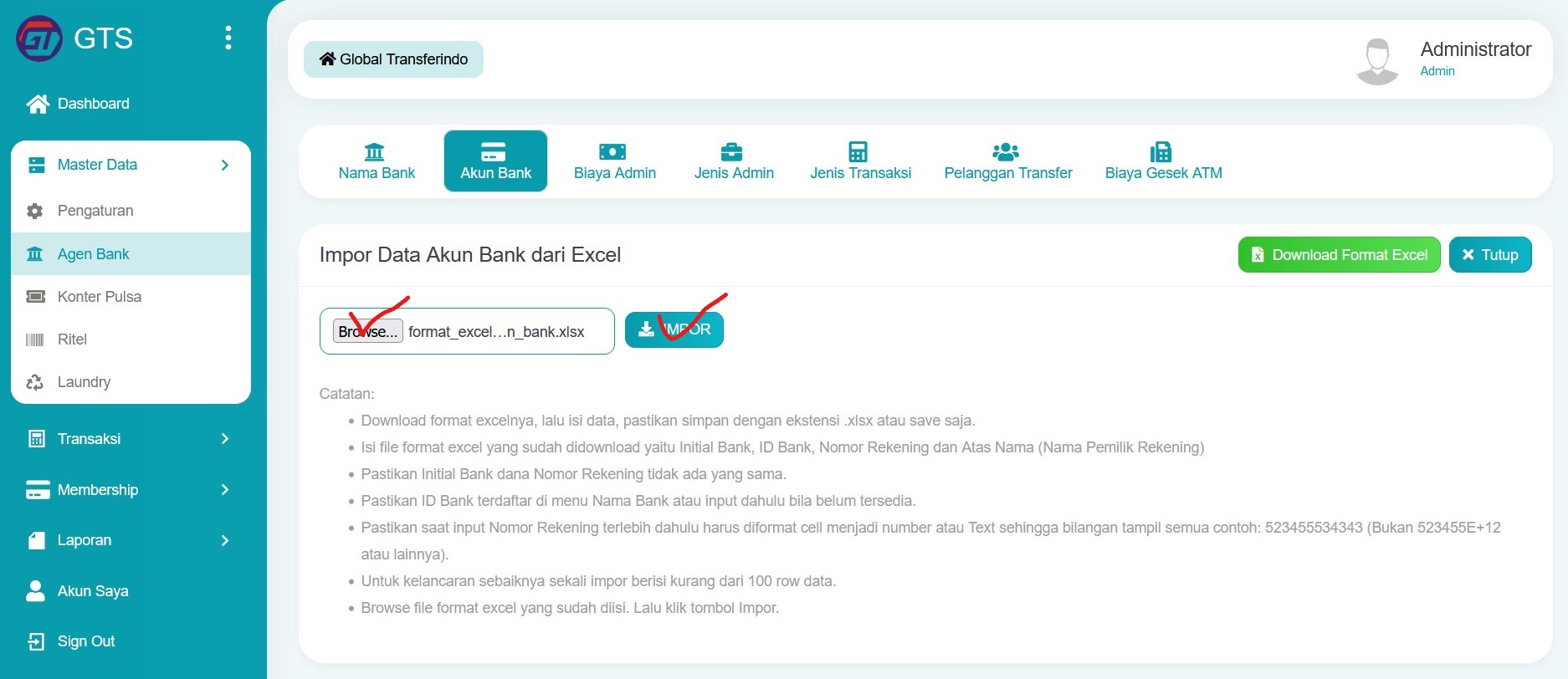 Impor akun bank