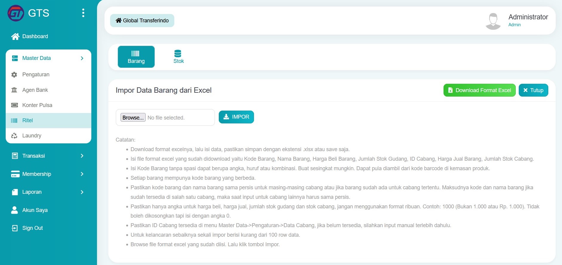 Impor data dari Excel