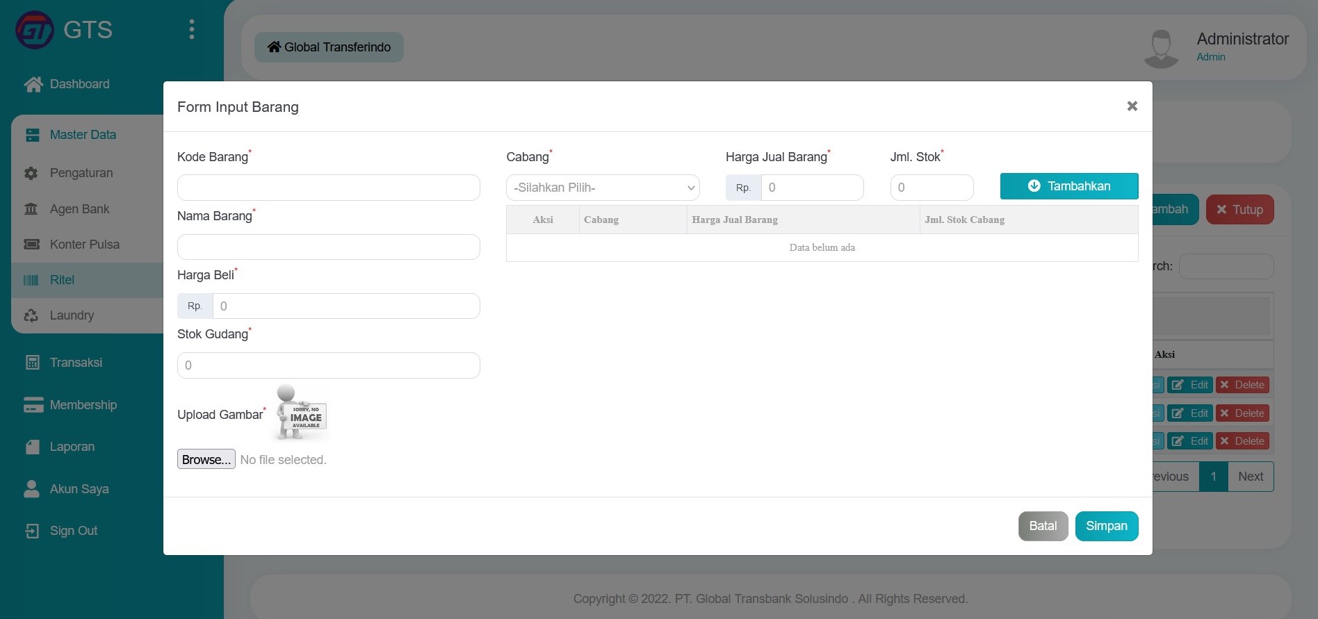 Input data barang