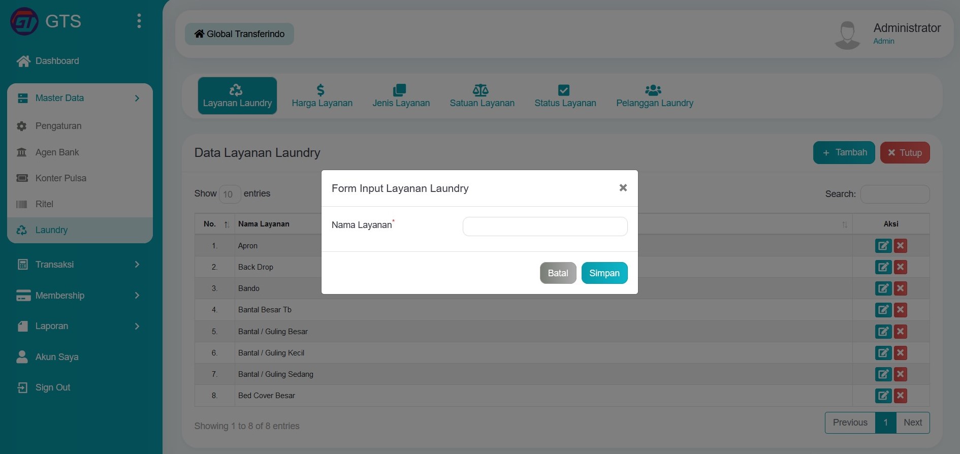 Input data layanan