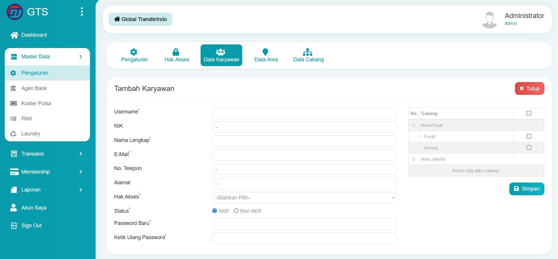 Input karyawan baru
